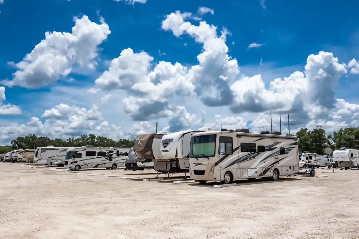 RV's parked in slips